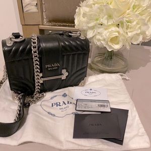 PRADA Cahier Black Leather shoulder bag